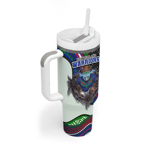 New Zealand Warriors Tumbler With Handle The Scream of Lightning Eyes - Indigenous Dot Ripping Effect