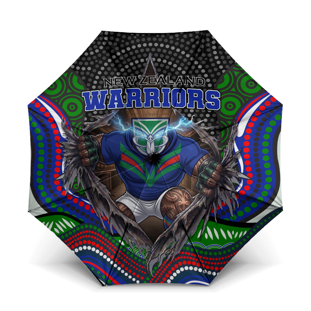 New Zealand Warriors Umbrella The Scream of Lightning Eyes - Indigenous Dot Ripping Effect