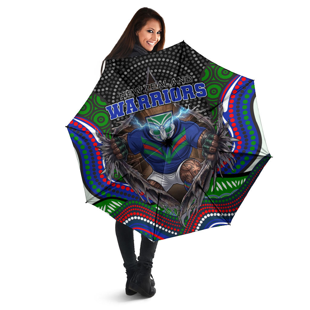 New Zealand Warriors Umbrella The Scream of Lightning Eyes - Indigenous Dot Ripping Effect