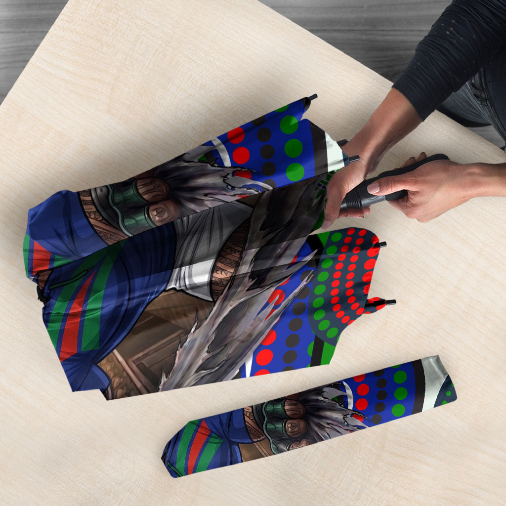 New Zealand Warriors Umbrella The Scream of Lightning Eyes - Indigenous Dot Ripping Effect
