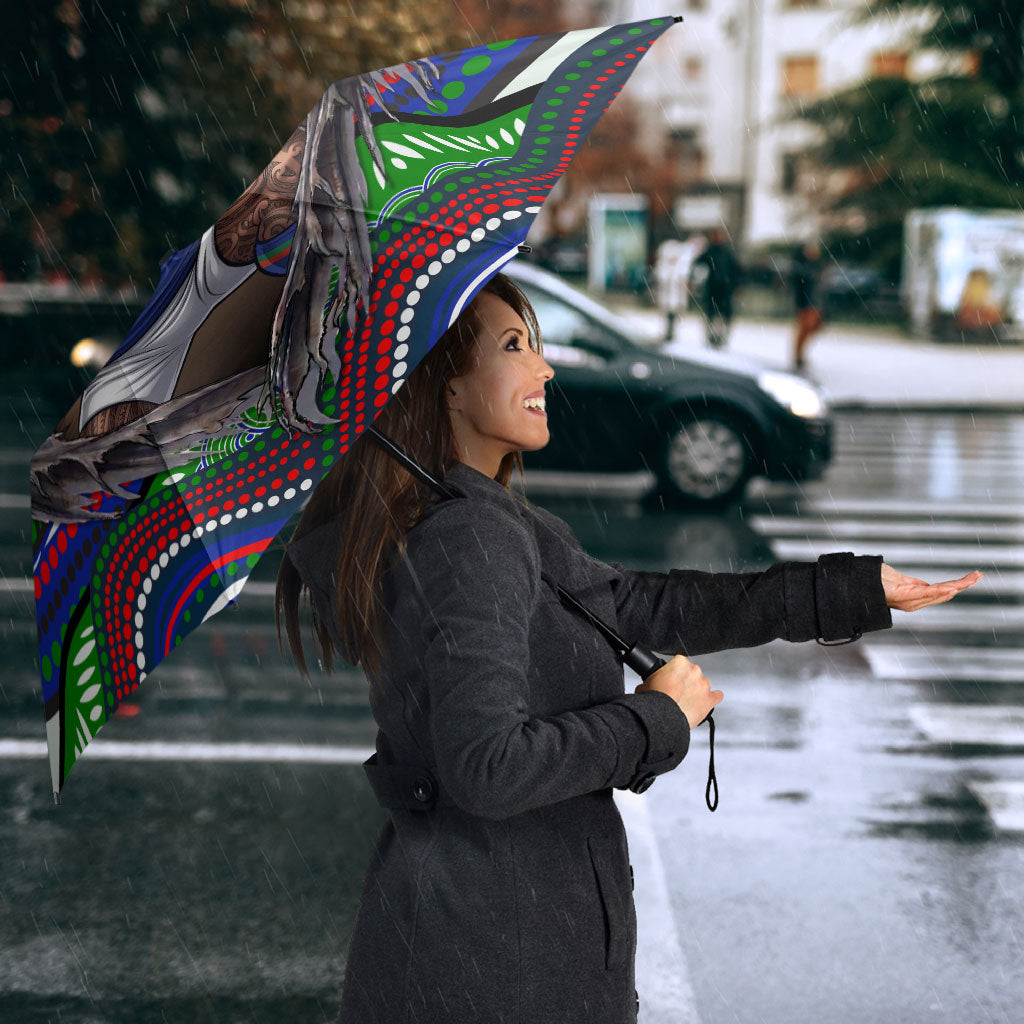 New Zealand Warriors Umbrella The Scream of Lightning Eyes - Indigenous Dot Ripping Effect