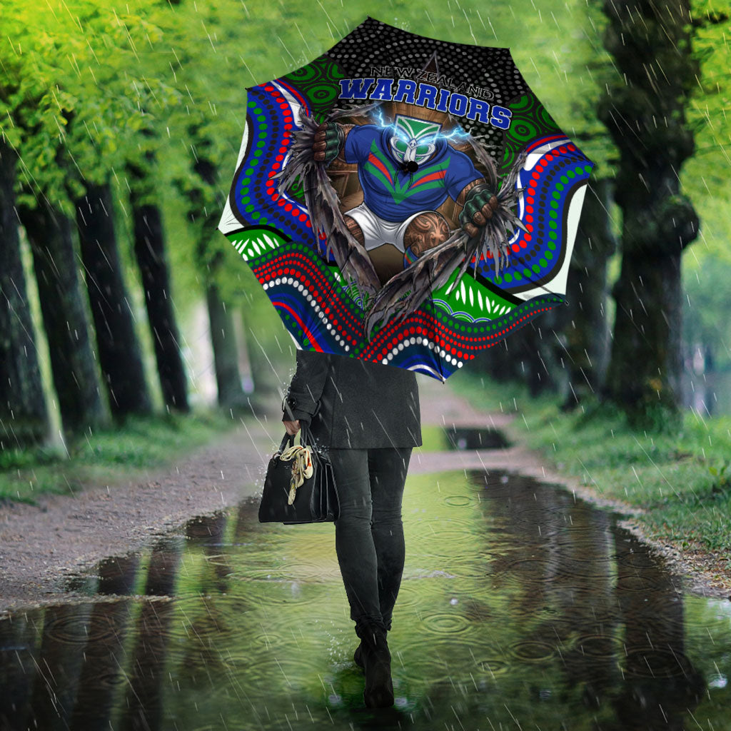 New Zealand Warriors Umbrella The Scream of Lightning Eyes - Indigenous Dot Ripping Effect