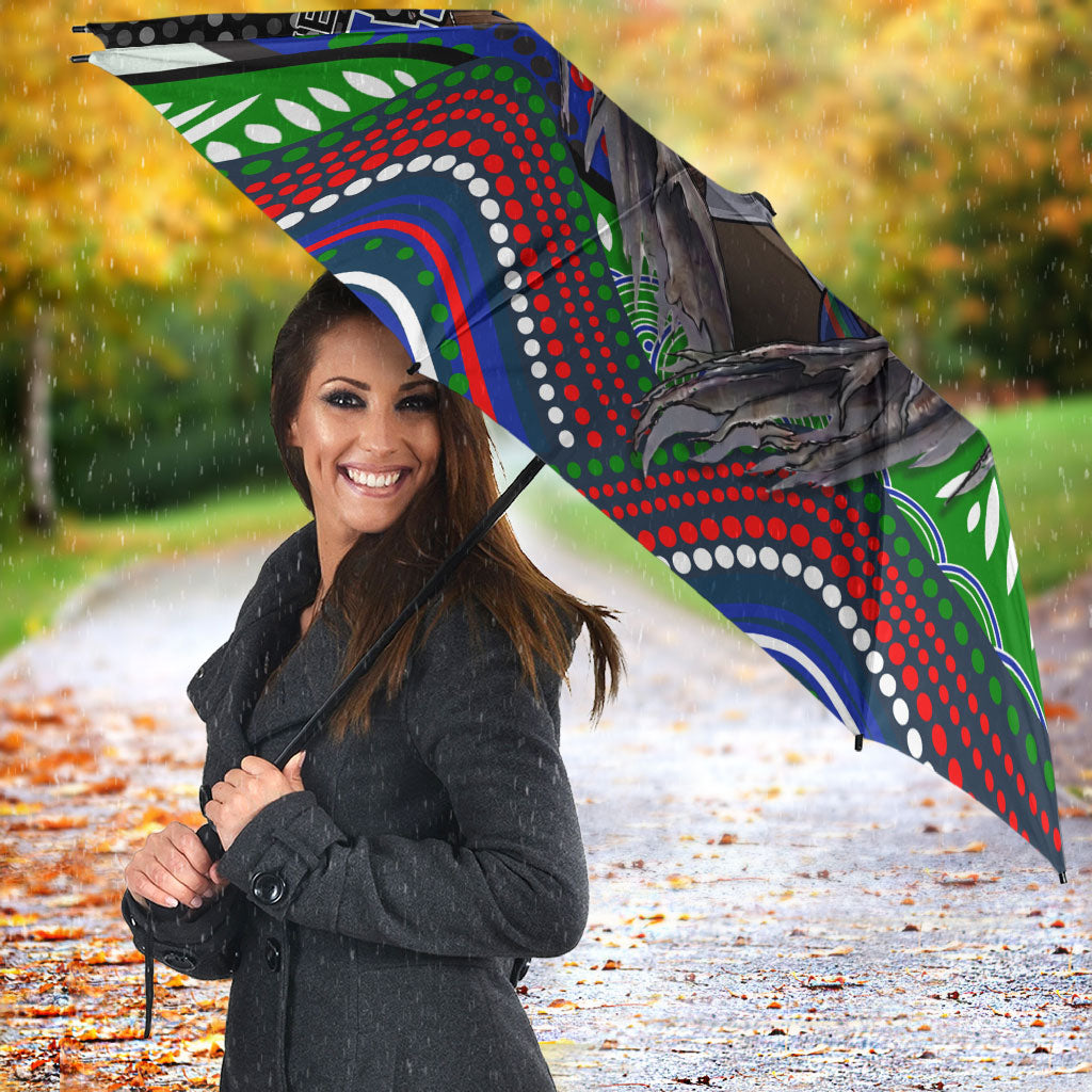 New Zealand Warriors Umbrella The Scream of Lightning Eyes - Indigenous Dot Ripping Effect