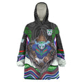 New Zealand Warriors Wearable Blanket Hoodie The Scream of Lightning Eyes - Indigenous Dot Ripping Effect