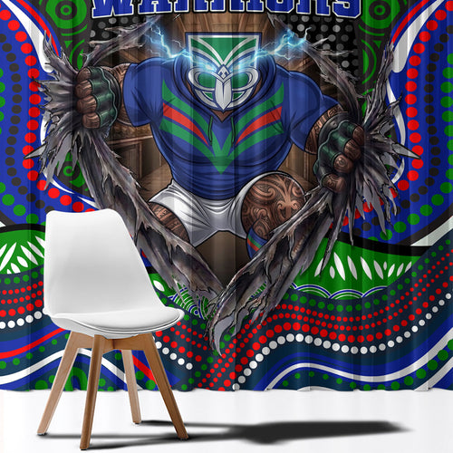New Zealand Warriors Window Curtain The Scream of Lightning Eyes - Indigenous Dot Ripping Effect