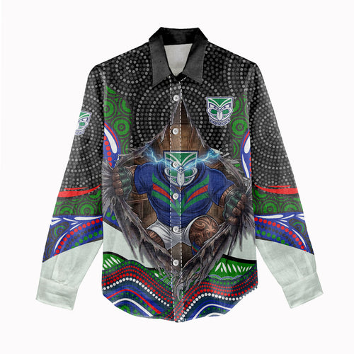 New Zealand Warriors Women Casual Shirt The Scream of Lightning Eyes - Indigenous Dot Ripping Effect