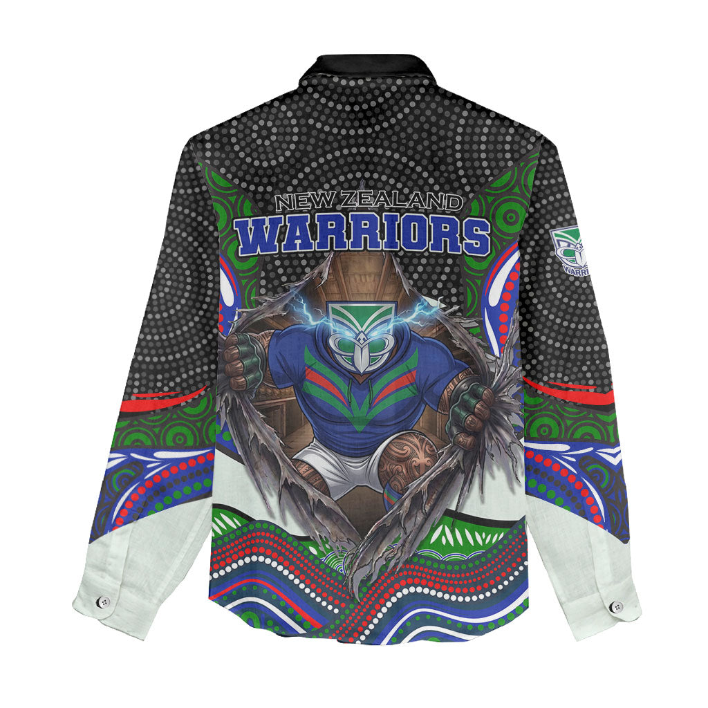 New Zealand Warriors Women Casual Shirt The Scream of Lightning Eyes - Indigenous Dot Ripping Effect