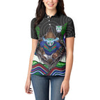 New Zealand Warriors Women Polo Shirt The Scream of Lightning Eyes - Indigenous Dot Ripping Effect