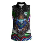 New Zealand Warriors Women Sleeveless Polo Shirt The Scream of Lightning Eyes - Indigenous Dot Ripping Effect