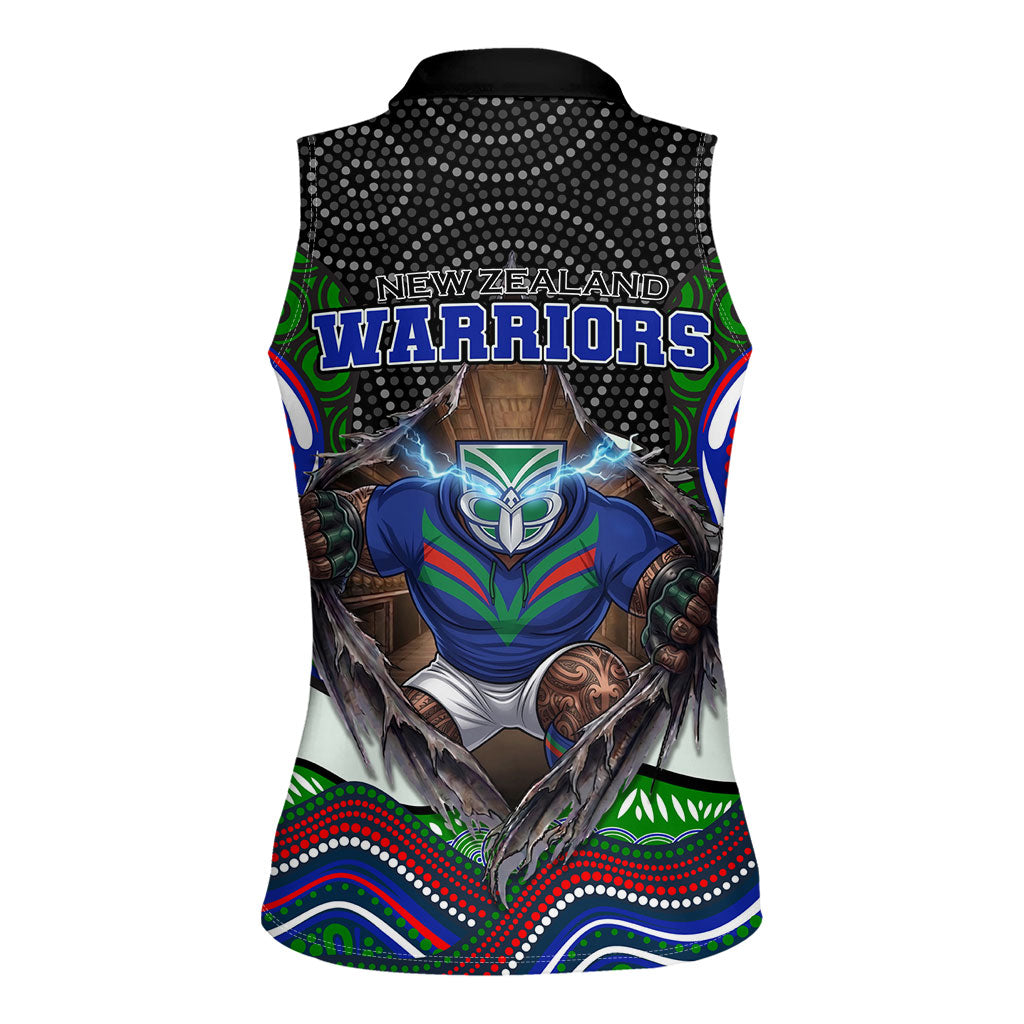 New Zealand Warriors Women Sleeveless Polo Shirt The Scream of Lightning Eyes - Indigenous Dot Ripping Effect