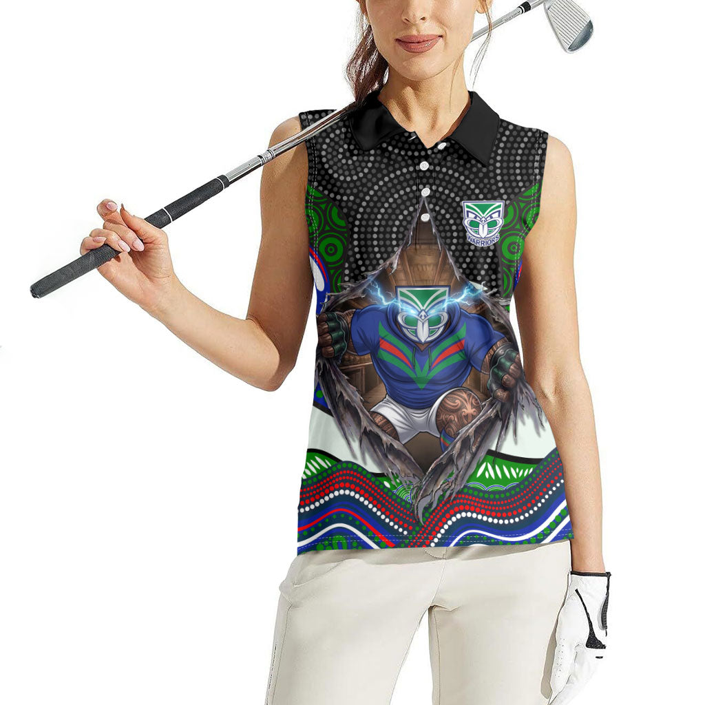 New Zealand Warriors Women Sleeveless Polo Shirt The Scream of Lightning Eyes - Indigenous Dot Ripping Effect