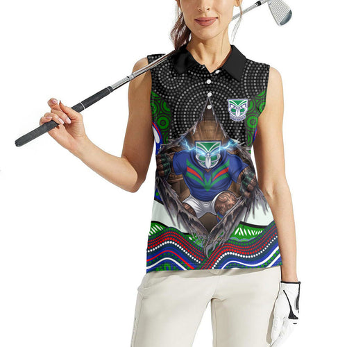 New Zealand Warriors Women Sleeveless Polo Shirt The Scream of Lightning Eyes - Indigenous Dot Ripping Effect