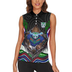 New Zealand Warriors Women Sleeveless Polo Shirt The Scream of Lightning Eyes - Indigenous Dot Ripping Effect