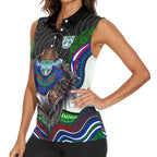 New Zealand Warriors Women Sleeveless Polo Shirt The Scream of Lightning Eyes - Indigenous Dot Ripping Effect