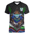 New Zealand Warriors Women V-Neck T-Shirt The Scream of Lightning Eyes - Indigenous Dot Ripping Effect