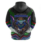 New Zealand Warriors Zip Hoodie The Scream of Lightning Eyes - Indigenous Dot Ripping Effect