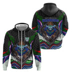 New Zealand Warriors Zip Hoodie The Scream of Lightning Eyes - Indigenous Dot Ripping Effect