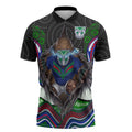 New Zealand Warriors Zipper Polo Shirt The Scream of Lightning Eyes - Indigenous Dot Ripping Effect