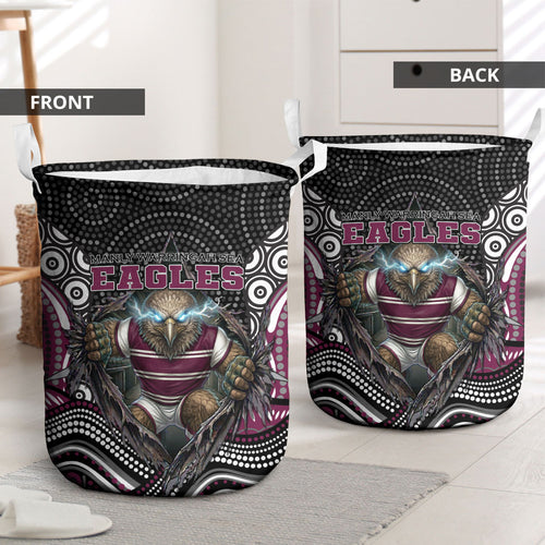 Manly Warringah Sea Eagles Laundry Basket The Scream of Lightning Eyes - Indigenous Dot Ripping Effect