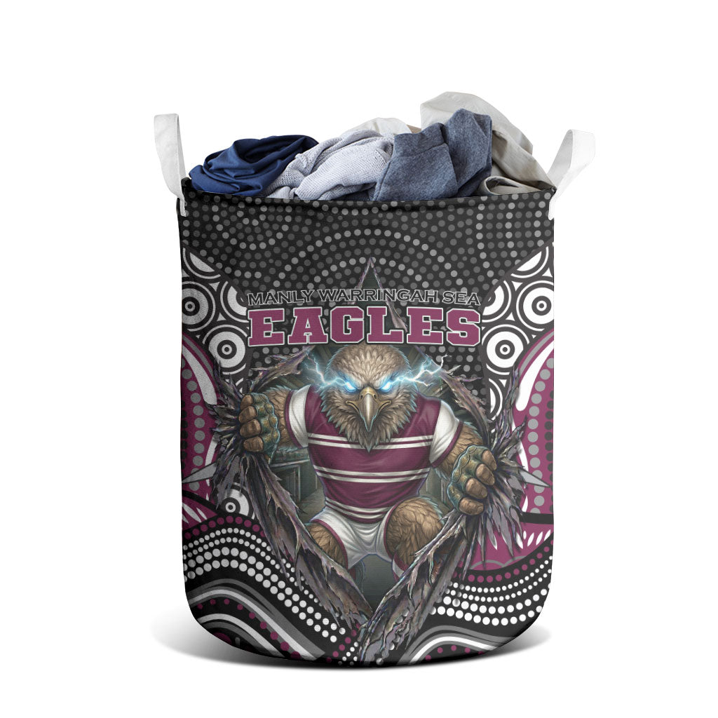 Manly Warringah Sea Eagles Laundry Basket The Scream of Lightning Eyes - Indigenous Dot Ripping Effect