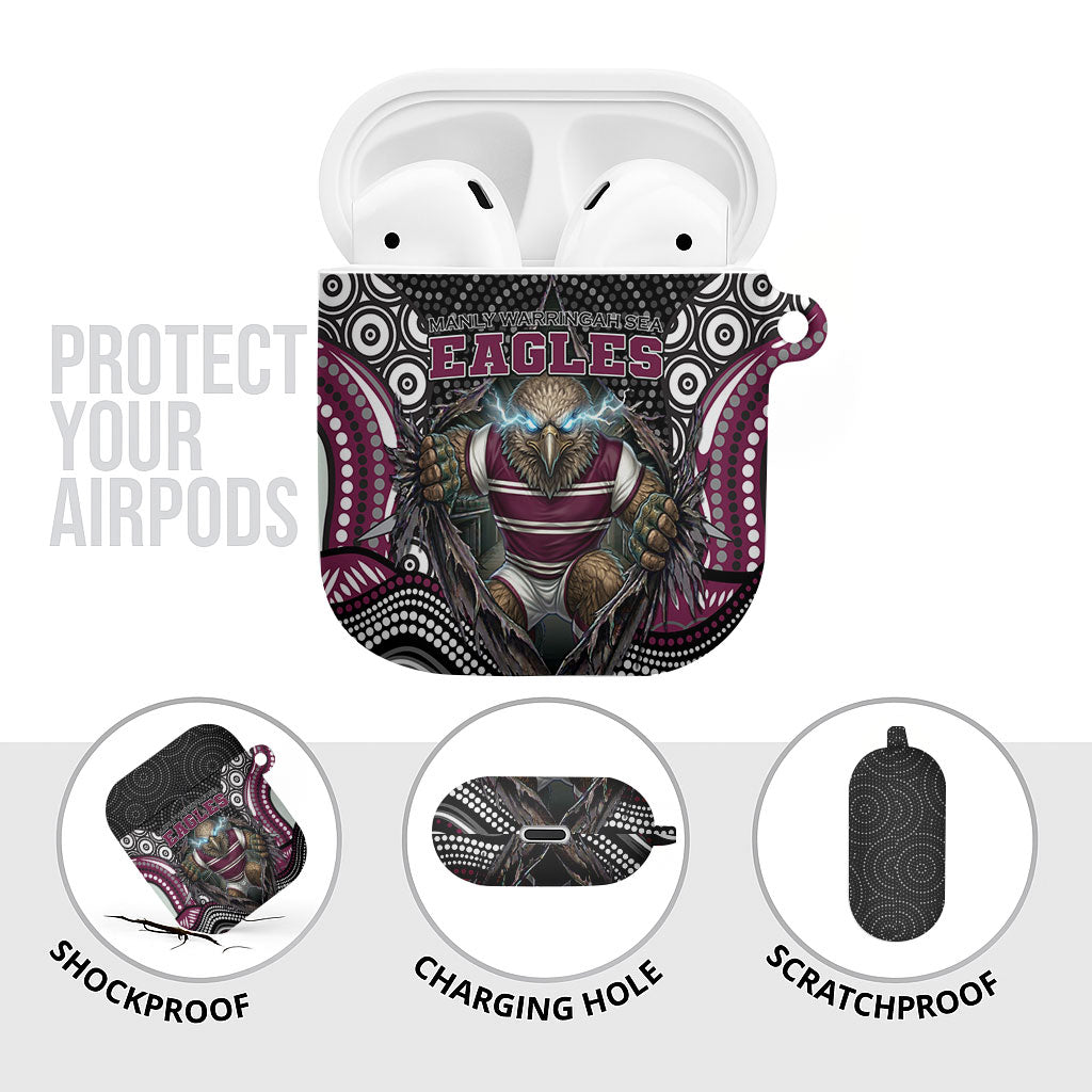 Manly Warringah Sea Eagles AirPods Case The Scream of Lightning Eyes - Indigenous Dot Ripping Effect