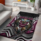 Manly Warringah Sea Eagles Area Rug The Scream of Lightning Eyes - Indigenous Dot Ripping Effect