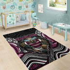 Manly Warringah Sea Eagles Area Rug The Scream of Lightning Eyes - Indigenous Dot Ripping Effect