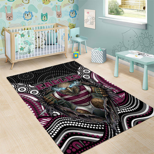 Manly Warringah Sea Eagles Area Rug The Scream of Lightning Eyes - Indigenous Dot Ripping Effect