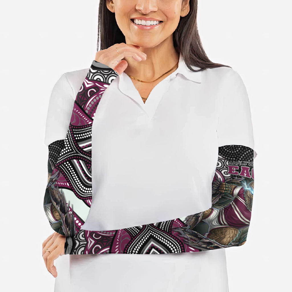 Manly Warringah Sea Eagles Arm Sleeves The Scream of Lightning Eyes - Indigenous Dot Ripping Effect