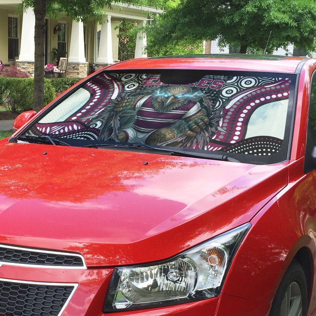 Manly Warringah Sea Eagles Auto Sun Shade The Scream of Lightning Eyes - Indigenous Dot Ripping Effect