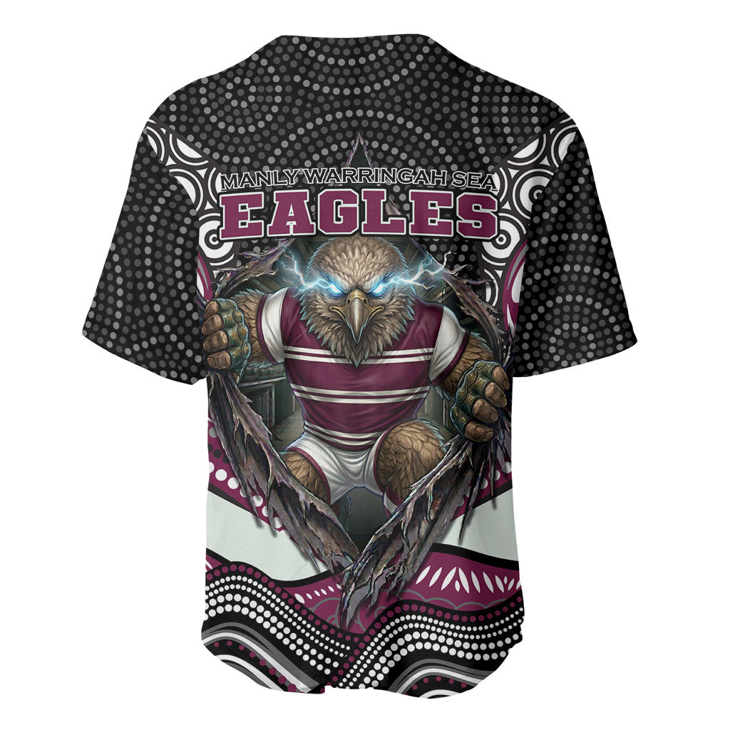 Manly Warringah Sea Eagles Baseball Jersey The Scream of Lightning Eyes - Indigenous Dot Ripping Effect