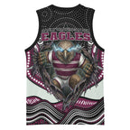 Manly Warringah Sea Eagles Basketball Jersey The Scream of Lightning Eyes - Indigenous Dot Ripping Effect