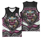 Manly Warringah Sea Eagles Basketball Jersey The Scream of Lightning Eyes - Indigenous Dot Ripping Effect
