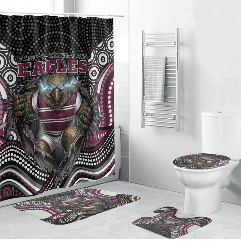 Manly Warringah Sea Eagles Bathroom Set The Scream of Lightning Eyes - Indigenous Dot Ripping Effect
