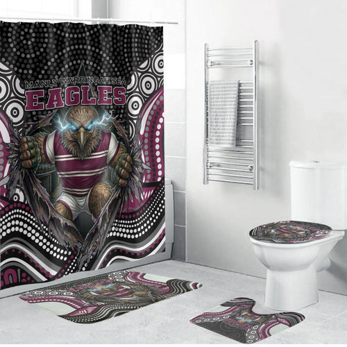 Manly Warringah Sea Eagles Bathroom Set The Scream of Lightning Eyes - Indigenous Dot Ripping Effect