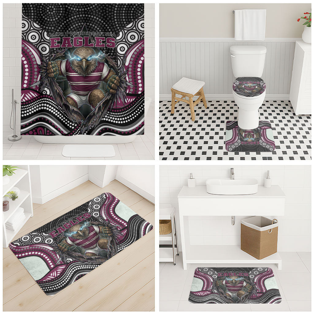 Manly Warringah Sea Eagles Bathroom Set The Scream of Lightning Eyes - Indigenous Dot Ripping Effect