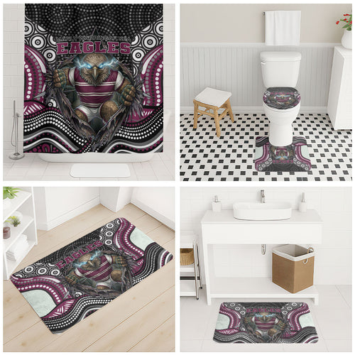 Manly Warringah Sea Eagles Bathroom Set The Scream of Lightning Eyes - Indigenous Dot Ripping Effect