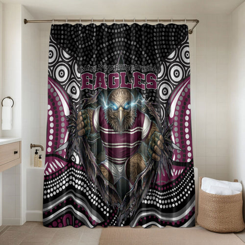 Manly Warringah Sea Eagles Bathroom Set The Scream of Lightning Eyes - Indigenous Dot Ripping Effect