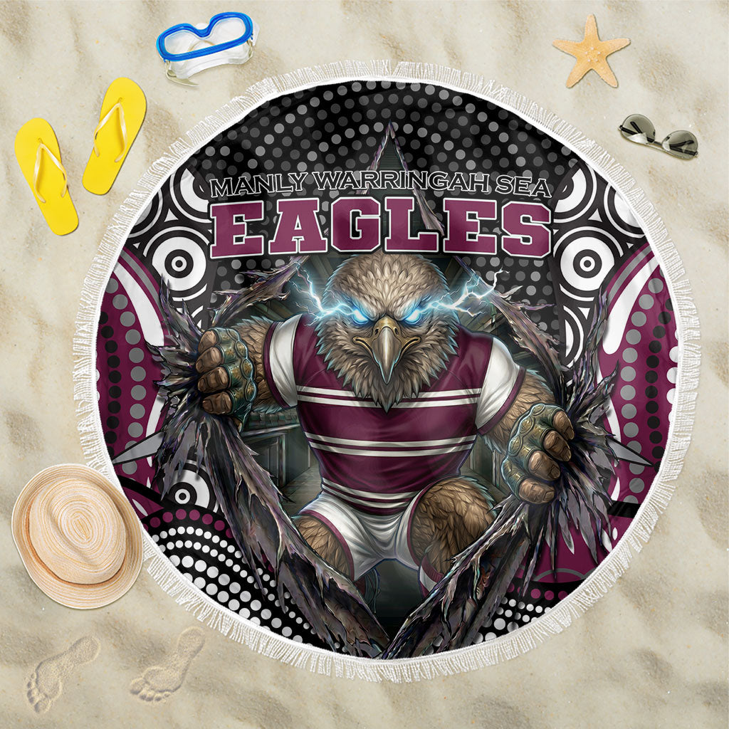 Manly Warringah Sea Eagles Beach Blanket The Scream of Lightning Eyes - Indigenous Dot Ripping Effect