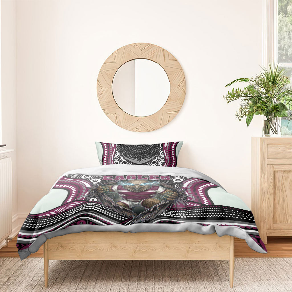 Manly Warringah Sea Eagles Bedding Set The Scream of Lightning Eyes - Indigenous Dot Ripping Effect