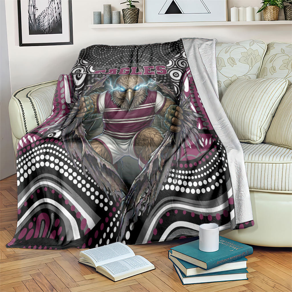 Manly Warringah Sea Eagles Blanket The Scream of Lightning Eyes - Indigenous Dot Ripping Effect