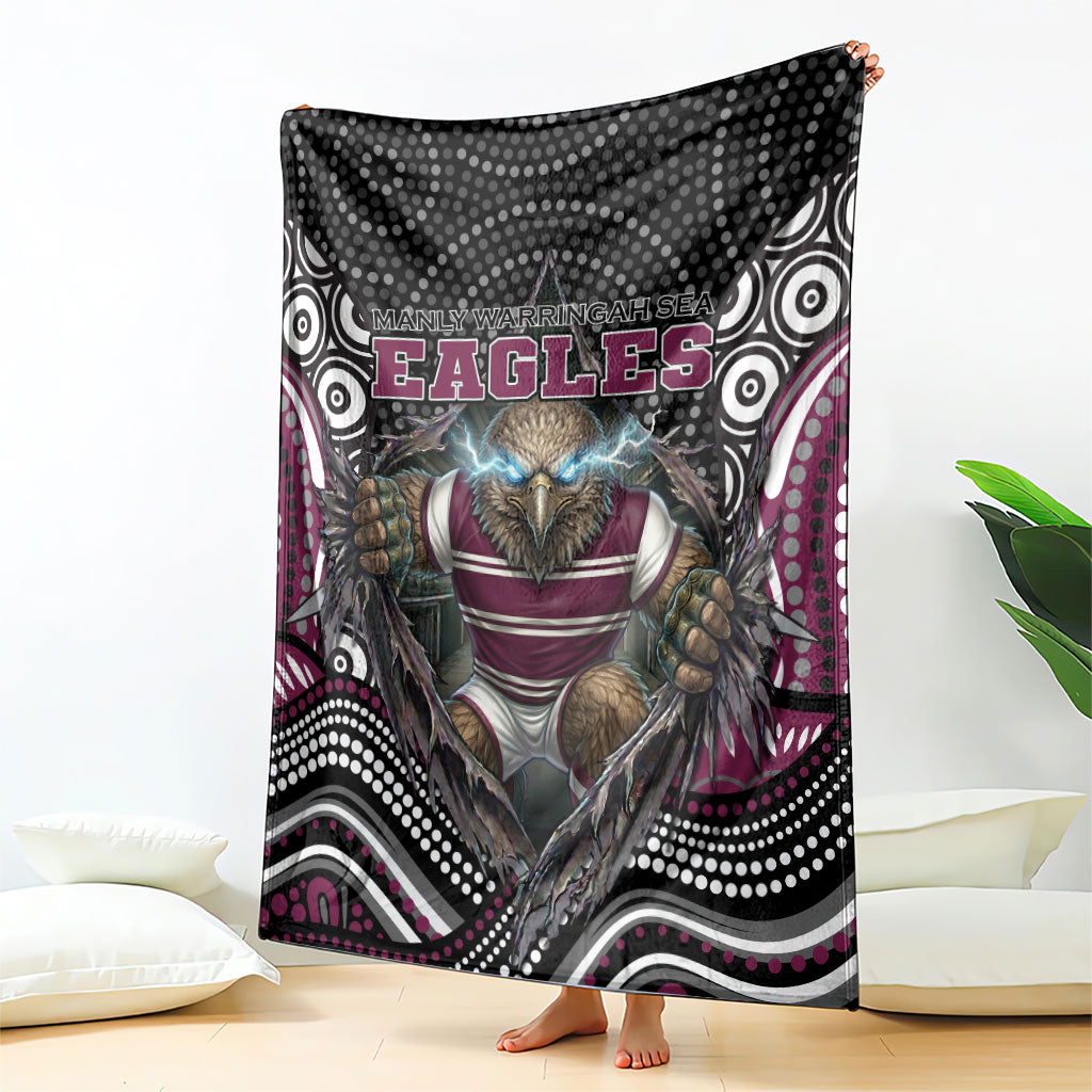 Manly Warringah Sea Eagles Blanket The Scream of Lightning Eyes - Indigenous Dot Ripping Effect