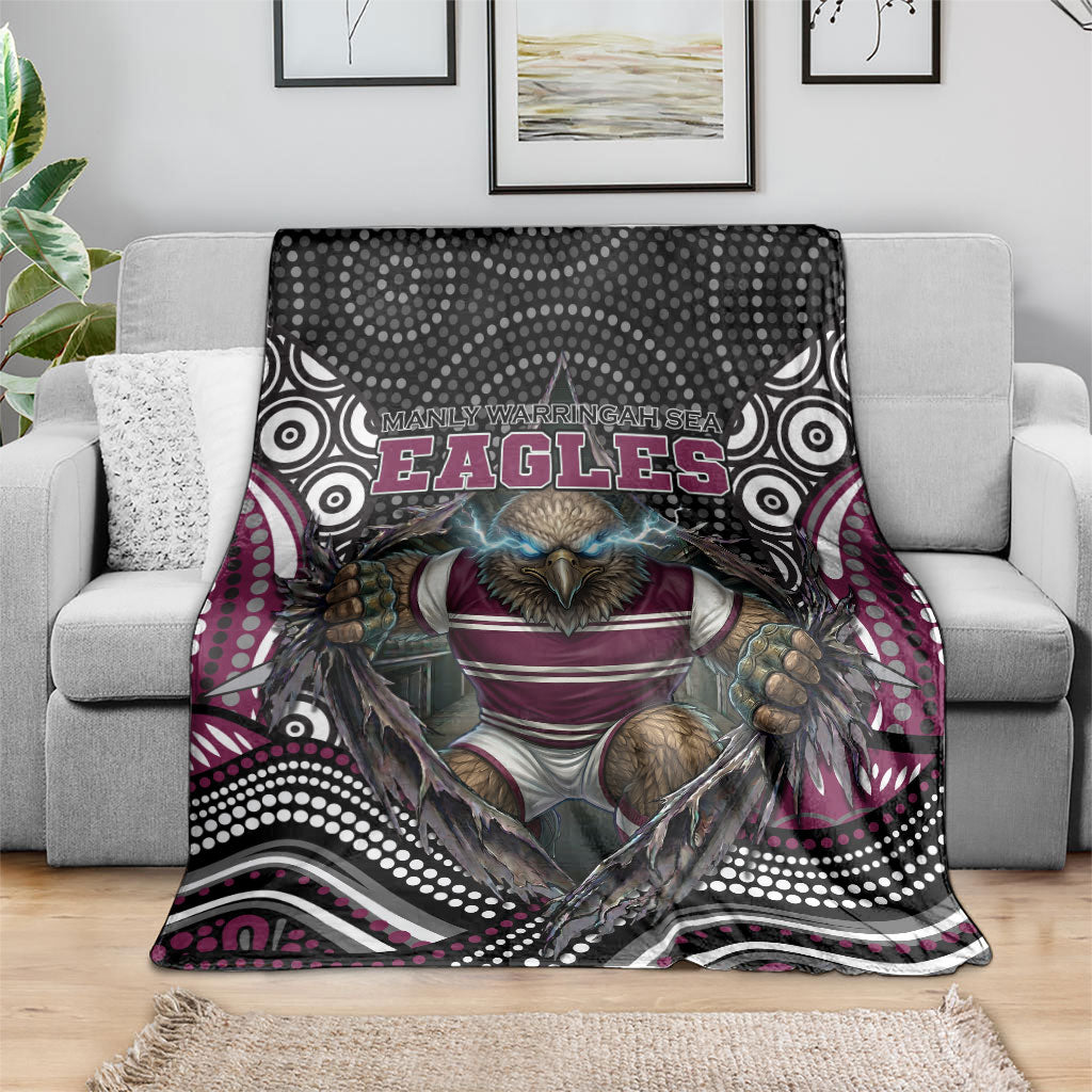 Manly Warringah Sea Eagles Blanket The Scream of Lightning Eyes - Indigenous Dot Ripping Effect