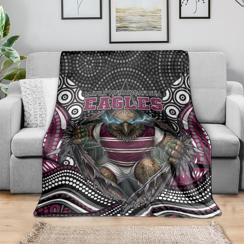 Manly Warringah Sea Eagles Blanket The Scream of Lightning Eyes - Indigenous Dot Ripping Effect