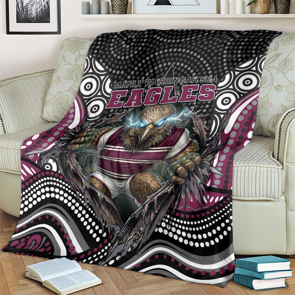 Manly Warringah Sea Eagles Blanket The Scream of Lightning Eyes - Indigenous Dot Ripping Effect