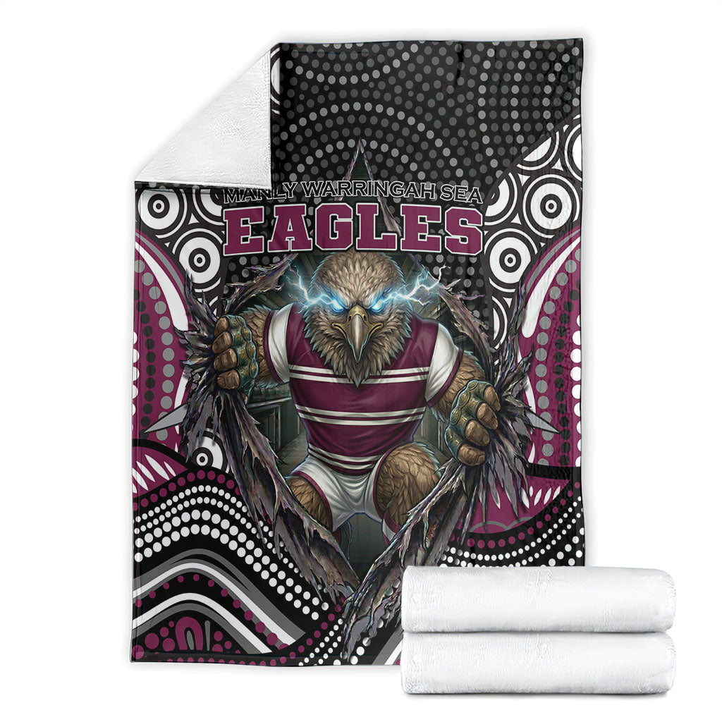 Manly Warringah Sea Eagles Blanket The Scream of Lightning Eyes - Indigenous Dot Ripping Effect