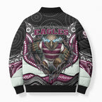Manly Warringah Sea Eagles Bomber Puffer Jacket The Scream of Lightning Eyes - Indigenous Dot Ripping Effect