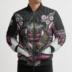 Manly Warringah Sea Eagles Bomber Puffer Jacket The Scream of Lightning Eyes - Indigenous Dot Ripping Effect