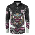 Manly Warringah Sea Eagles Button Sweatshirt The Scream of Lightning Eyes - Indigenous Dot Ripping Effect