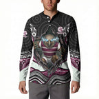 Manly Warringah Sea Eagles Button Sweatshirt The Scream of Lightning Eyes - Indigenous Dot Ripping Effect